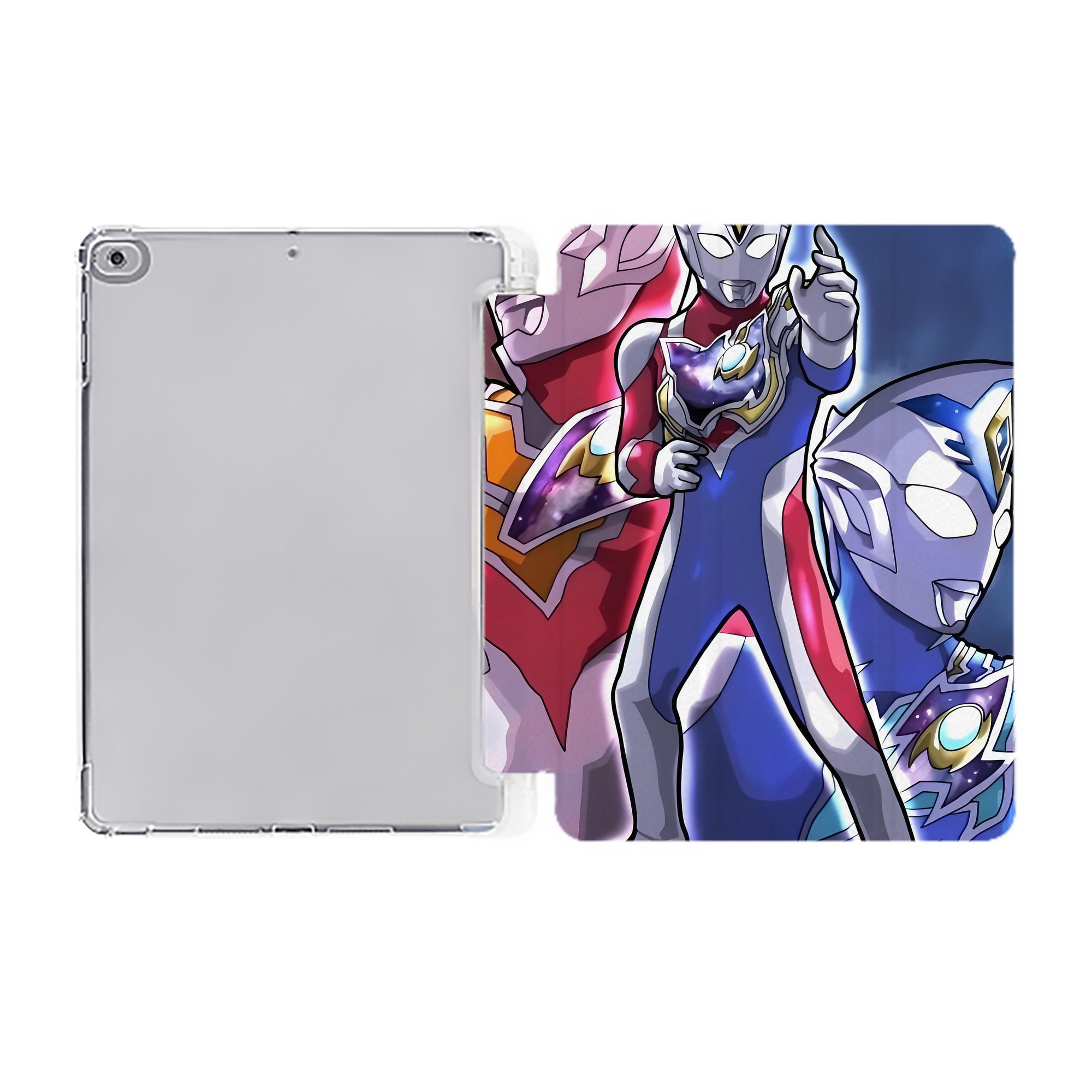（画像用） ウルトラマン Ultraman IPad ケース ペン収納付き 三つ折りスタンド PUレザー×シリコン 対応機種9.5/10.5/10.9インチ